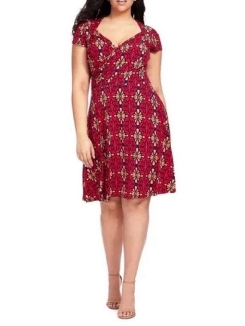 Leota Lula Jersey Sweetheart knee length dress in a size Medium Terazzo Red